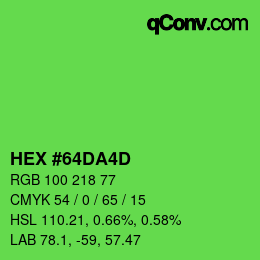 カラーコード: HEX #64DA4D | qconv.com