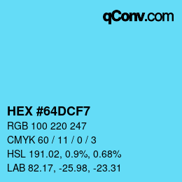 カラーコード: HEX #64DCF7 | qconv.com