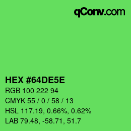 Color code: HEX #64DE5E | qconv.com