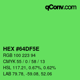 カラーコード: HEX #64DF5E | qconv.com