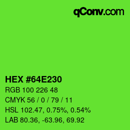 カラーコード: HEX #64E230 | qconv.com