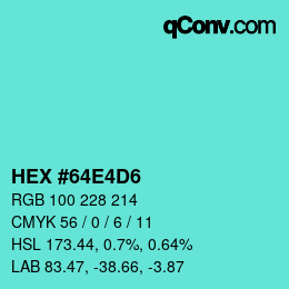 Color code: HEX #64E4D6 | qconv.com