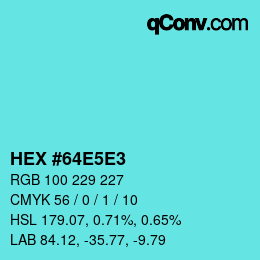 Color code: HEX #64E5E3 | qconv.com