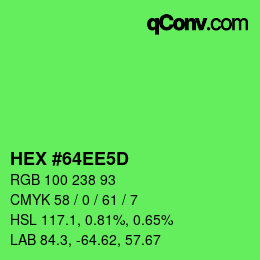 Color code: HEX #64EE5D | qconv.com