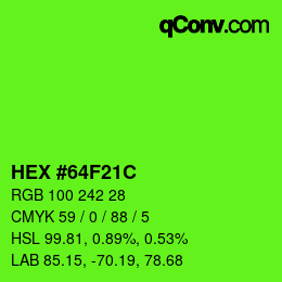 颜色代码: HEX #64F21C | qconv.com