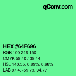 颜色代码: HEX #64F696 | qconv.com