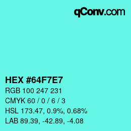 Color code: HEX #64F7E7 | qconv.com