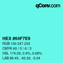 颜色代码: HEX #64F7E9 | qconv.com