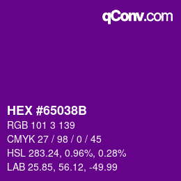 颜色代码: HEX #65038B | qconv.com