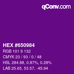 Color code: HEX #650984 | qconv.com