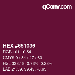 颜色代码: HEX #651036 | qconv.com