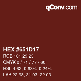 Code couleur: HEX #651D17 | qconv.com