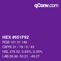 Color code: HEX #651F92 | qconv.com