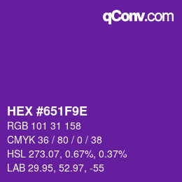 Color code: HEX #651F9E | qconv.com
