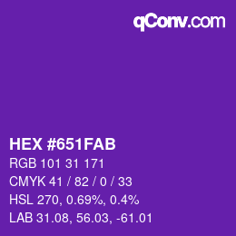 Color code: HEX #651FAB | qconv.com