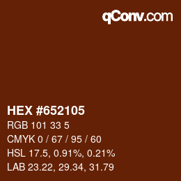 Color code: HEX #652105 | qconv.com