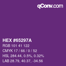 Color code: HEX #65297A | qconv.com