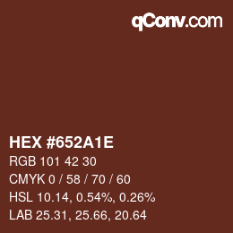 Color code: HEX #652A1E | qconv.com