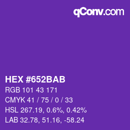 颜色代码: HEX #652BAB | qconv.com
