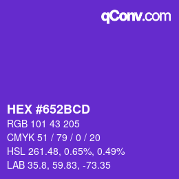 カラーコード: HEX #652BCD | qconv.com