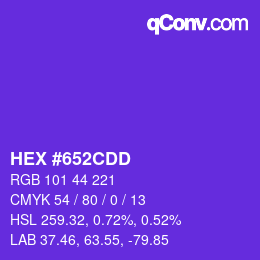 颜色代码: HEX #652CDD | qconv.com