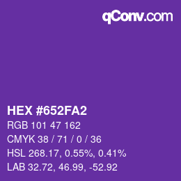 颜色代码: HEX #652FA2 | qconv.com