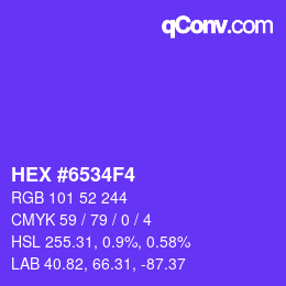 Color code: HEX #6534F4 | qconv.com