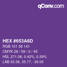 颜色代码: HEX #653A8D | qconv.com