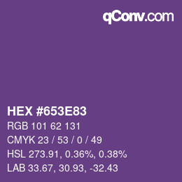 Farbcode: HEX #653E83 | qconv.com