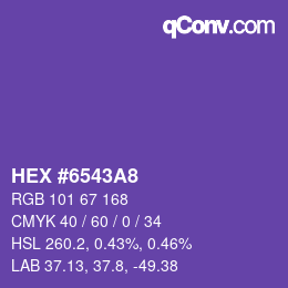 颜色代码: HEX #6543A8 | qconv.com