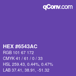 颜色代码: HEX #6543AC | qconv.com