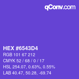 Color code: HEX #6543D4 | qconv.com