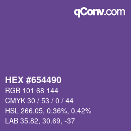 Color code: HEX #654490 | qconv.com