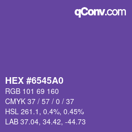 颜色代码: HEX #6545A0 | qconv.com