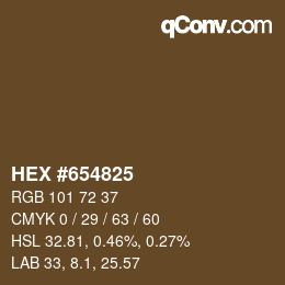 颜色代码: HEX #654825 | qconv.com