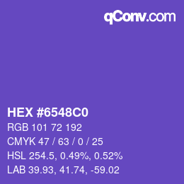 カラーコード: HEX #6548C0 | qconv.com