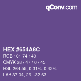 Color code: HEX #654A8C | qconv.com