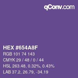 カラーコード: HEX #654A8F | qconv.com