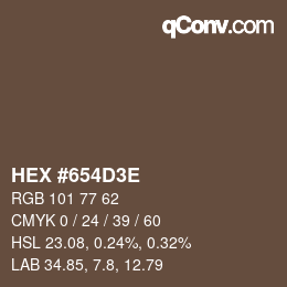 Color code: HEX #654D3E | qconv.com