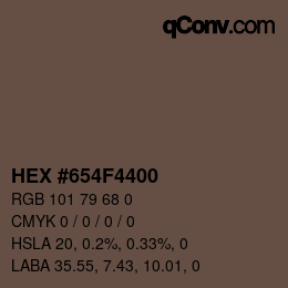 Color code: HEX #654F4400 | qconv.com