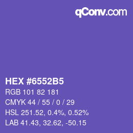 カラーコード: HEX #6552B5 | qconv.com