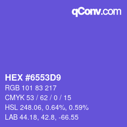 Color code: HEX #6553D9 | qconv.com