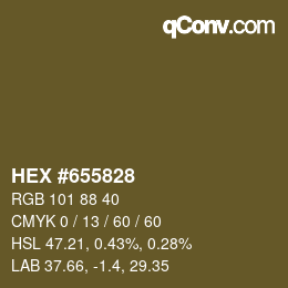 颜色代码: HEX #655828 | qconv.com