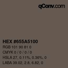 Color code: HEX #655A5100 | qconv.com