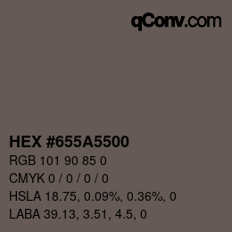 Color code: HEX #655A5500 | qconv.com