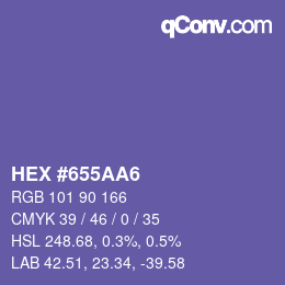 Farbcode: HEX #655AA6 | qconv.com