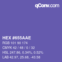 Color code: HEX #655AAE | qconv.com