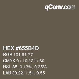 Color code: HEX #655B4D | qconv.com