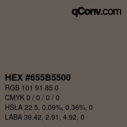 Color code: HEX #655B5500 | qconv.com