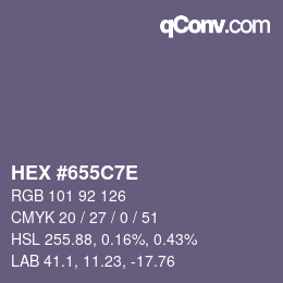 Color code: HEX #655C7E | qconv.com